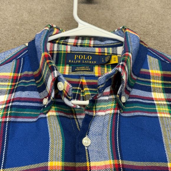 Polo Ralph Lauren Performance Flannel Shirt Men's Large Long Sleeve Button Down - Picture 3 of 10